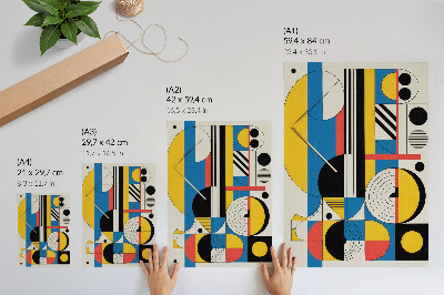 Eleganten plakat za dnevno sobo Geometrijski vzorci v kontrastnih barvah