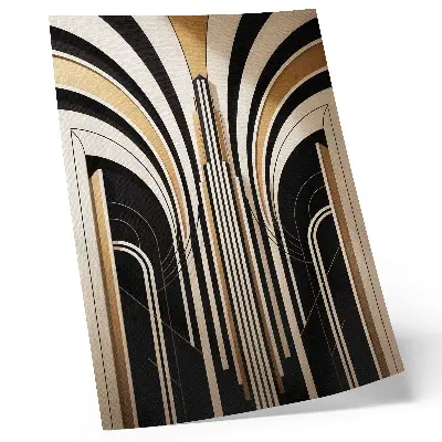 Eleganten plakat za dnevno sobo z modernimi loki v art deco slogu s kontrastnim vzorcem