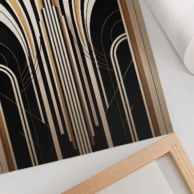 Eleganten plakat za dnevno sobo z modernimi loki v art deco slogu s kontrastnim vzorcem