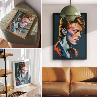 Pop art portret z dinamičnimi barvami eleganten plakat za dnevno sobo