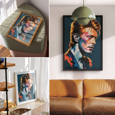 Eleganten plakat za dnevno sobo Pop art portret z dinamičnimi barvami.
