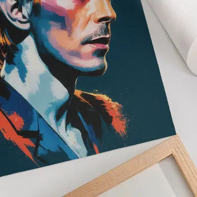 Pop art portret z dinamičnimi barvami eleganten plakat za dnevno sobo