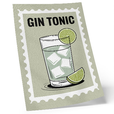Umetniški tisk na platno Napis GIN TONIC zeleno-beli elementi