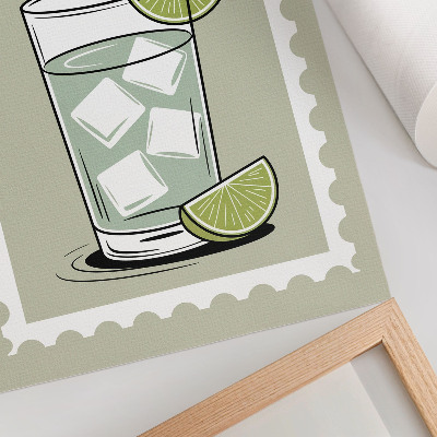 Umetniški tisk na platno Napis GIN TONIC zeleno-beli elementi