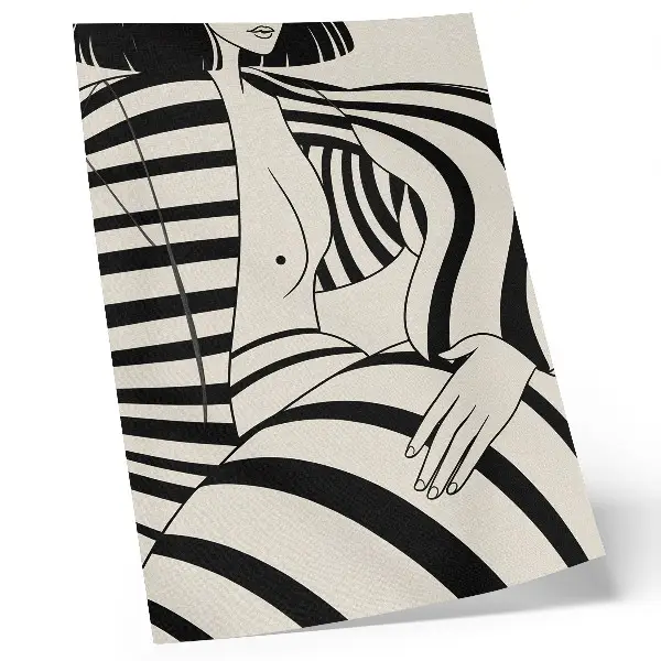 Premium stenski plakat z elegantnim motivom črno-belih geometrijskih črt