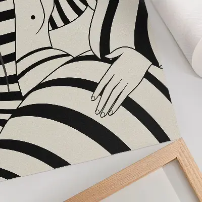 Premium stenski plakat z elegantnim motivom črno-belih geometrijskih črt