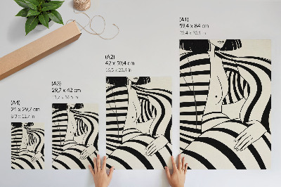 Premium stenski plakat Eleganca črno-belih geometrijskih črt