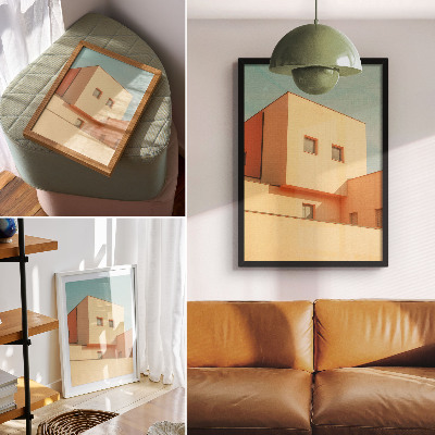 Plakat Bež fasada geometrijske arhitekture