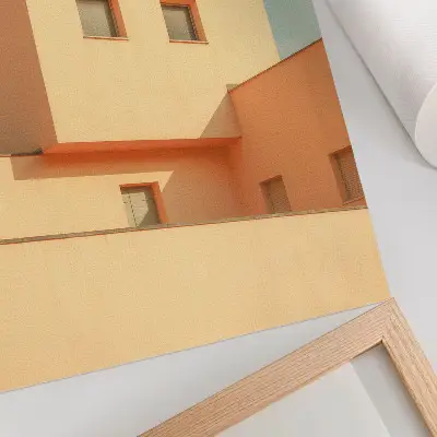 Plakat geometrijska arhitektura v bež barvi