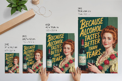 Eleganten plakat za dnevno sobo Retro eleganca ženske z vinom in napisom