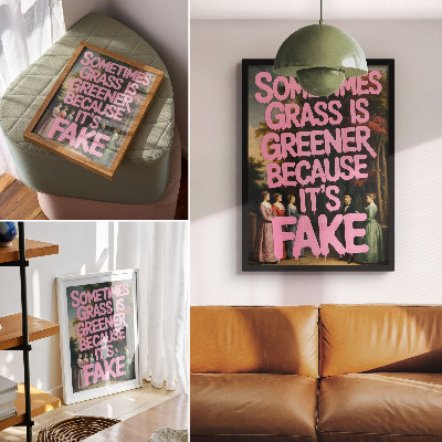 Plakat Roza napis gozdni liki eleganca humor