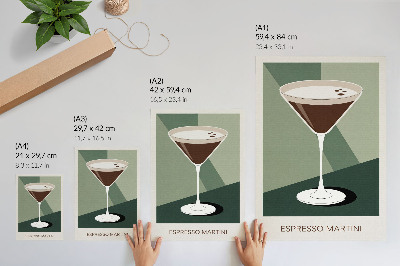 Eleganten plakat za dnevno sobo Moderni martini v zeleni, bež in beli barvi