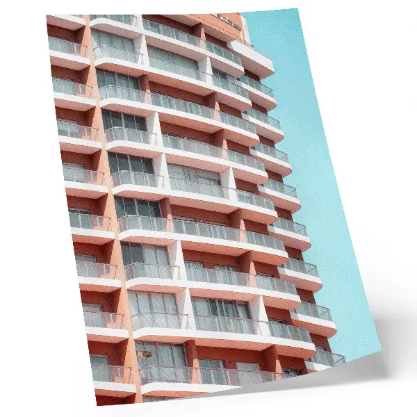 Plakat za dnevno sobo Moderna arhitektura z odprtimi balkoni