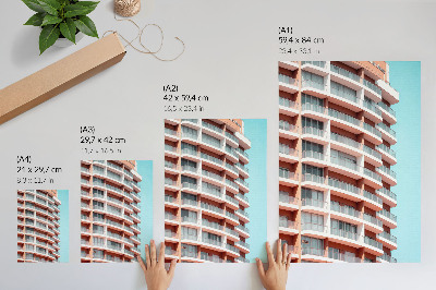 Eleganten plakat za dnevno sobo Moderna arhitektura z odprtimi balkoni