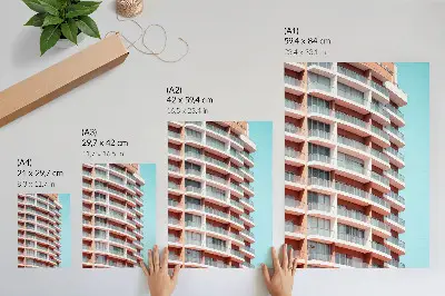 Plakat za dnevno sobo Moderna arhitektura z odprtimi balkoni