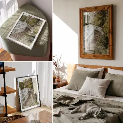 Plakat elegantna balustrada v klasični zeleni barvi za mirno vzdušje
