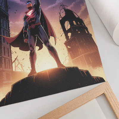 Premium stenski plakat Nočno nebo, dinamična figura, skrivnostne ruševine