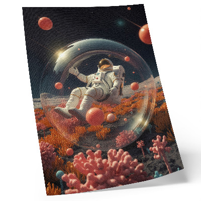 Eleganten plakat za dnevno sobo Astronavt vesolje pisane rastline kozmos