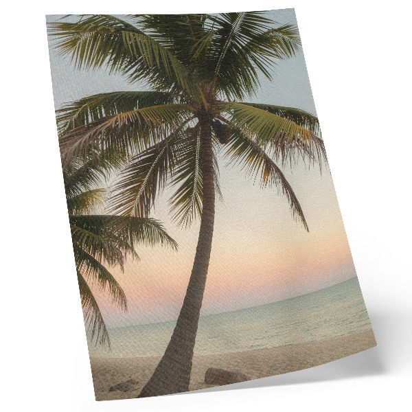 Premium stenski plakat Palma morje pastel sončni zahod eksotično