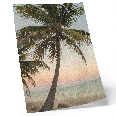 Premium stenski plakat Palma morje pastel sončni zahod eksotično