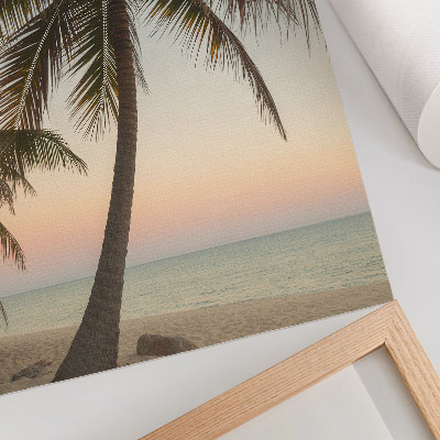 Premium stenski plakat Palma morje pastel sončni zahod eksotično