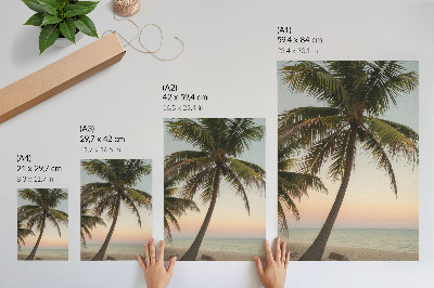 Premium stenski plakat Palma morje pastel sončni zahod eksotično