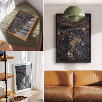 Premium stenski plakat Eleganca svetlobe in odseva nočnega mesta
