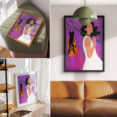 Eleganten plakat za dnevno sobo harmonija barv s figuro v gibanju in izjemno avro
