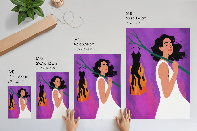 Eleganten plakat za dnevno sobo Harmonija barv, figura v gibanju, izjemna avra
