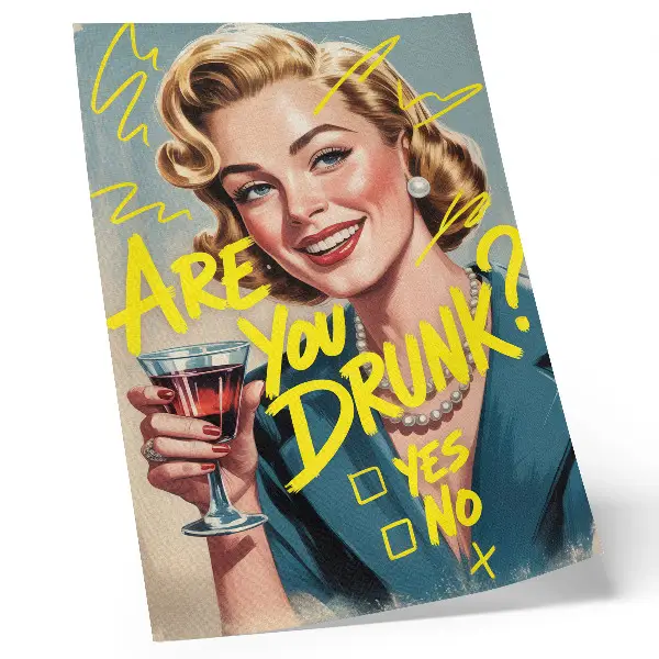 Premium stenski plakat z motivom ženskega retro stripa v dinamičnih barvah