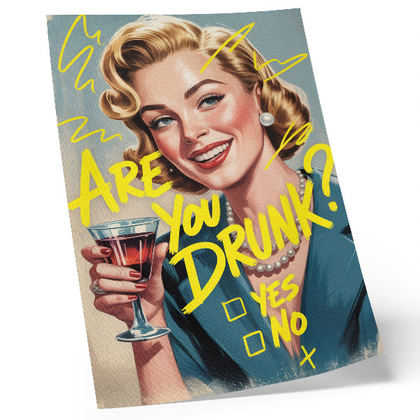 Premium stenski plakat Ženski retro strip besedilo dinamične barve