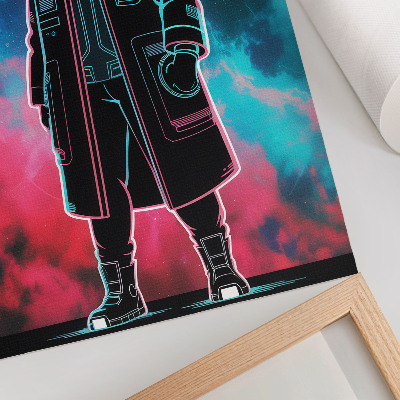 Plakat Futuristična figura na nebu v močnih barvah