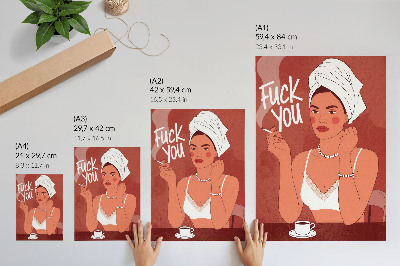 Umetniški tisk na platno Rdeče-beli elegantni portret ženske, humoren
