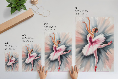 Premium stenski plakat Balerina v roza barvi z dinamičnim ozadjem