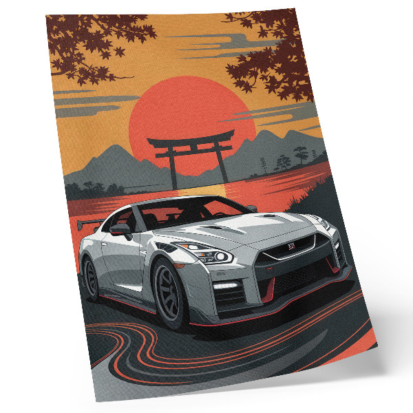 Premium stenski plakat Avto v harmonični japonski pokrajini