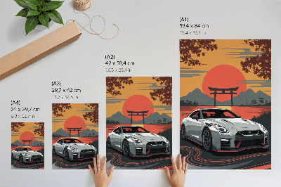 Premium stenski plakat Avto v harmonični japonski pokrajini