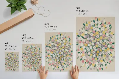 Plakat svežina pisanih rož in pastelnih listov