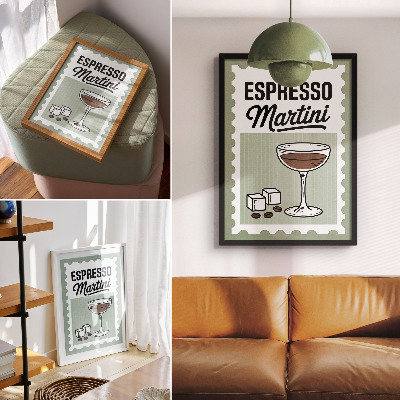 Premium stenski plakat Grafike v vintage slogu za espresso martini