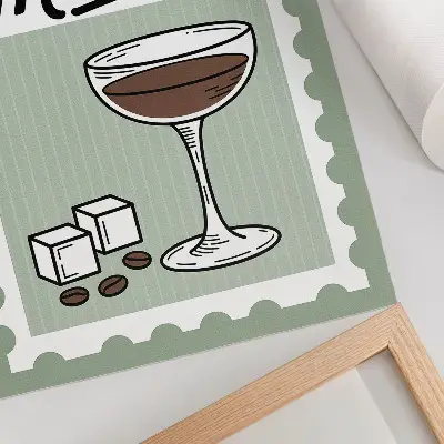 Stenski plakat z grafiko vintage espresso martini