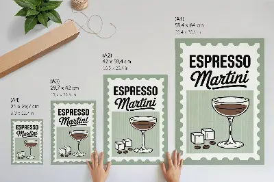 Stenski plakat z grafiko vintage espresso martini
