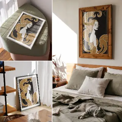 Plakat umetniška linija elegantne ženske v kontrastnem slogu