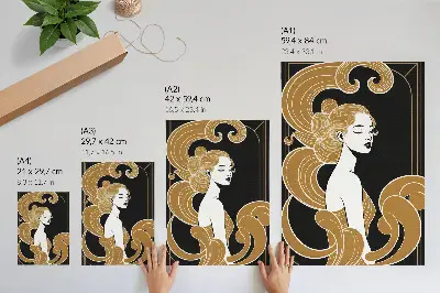 Plakat umetniška linija elegantne ženske v kontrastnem slogu
