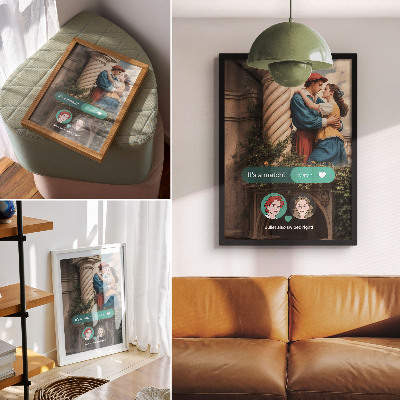 Plakat Ljubezenski prizor klasično vzdušje zelena ureditev