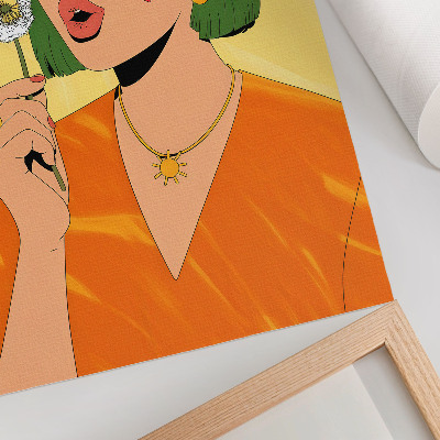 Eleganten plakat za dnevno sobo Pop art ilustracija z zelenimi lasmi