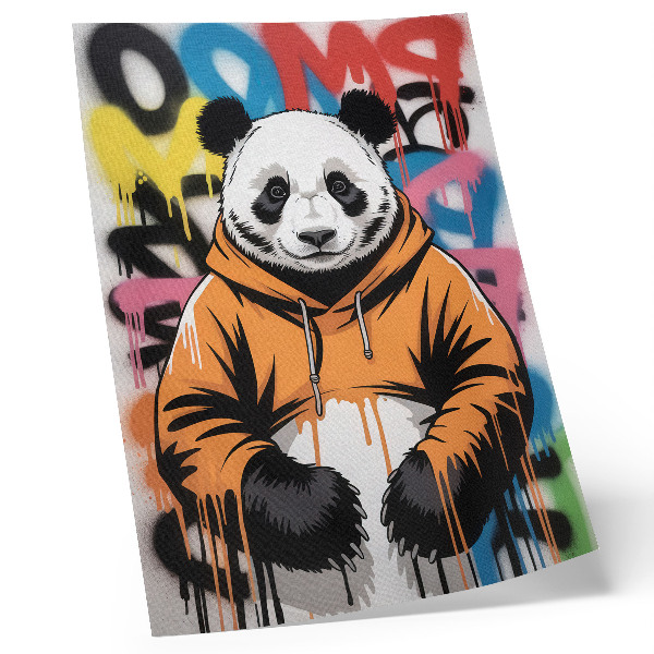 Premium stenski plakat Panda v grafiti puloverju, ulični slog