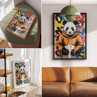 Premium stenski plakat Panda v grafiti puloverju, ulični slog