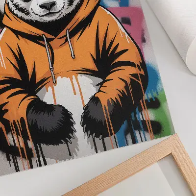 Premium stenski plakat panda v grafiti puloverju z uličnim slogom