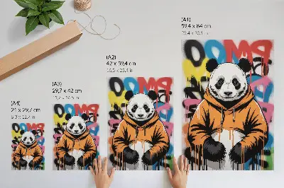 Premium stenski plakat panda v grafiti puloverju z uličnim slogom