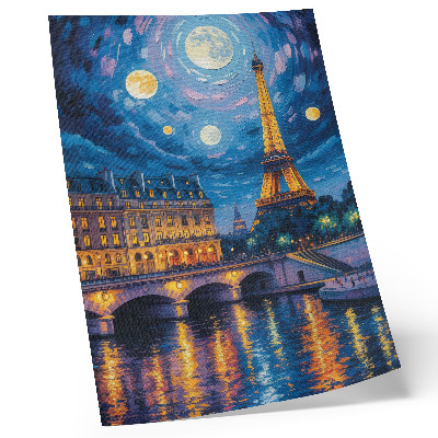 Eleganten plakat za dnevno sobo Pariz ponoči, polna luna, Eifflov stolp