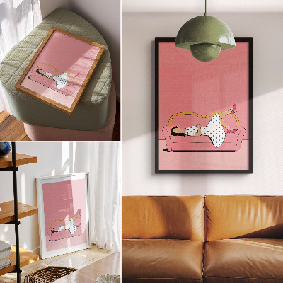Premium stenski plakat Mirna sprostitvena scena ženske roza kavč